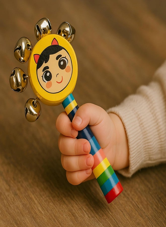 Vemlons Jhunjhuna Wooden Toy jhunjhuna Wooden Non Toxic Colourful Rattle Toys for New Born Baby, Musical Infant Toy, / Dugi Dugi Rattle Sweet Cuddle Infant of JhunJhuna/lakdi ka jhunjhuna - Image 4